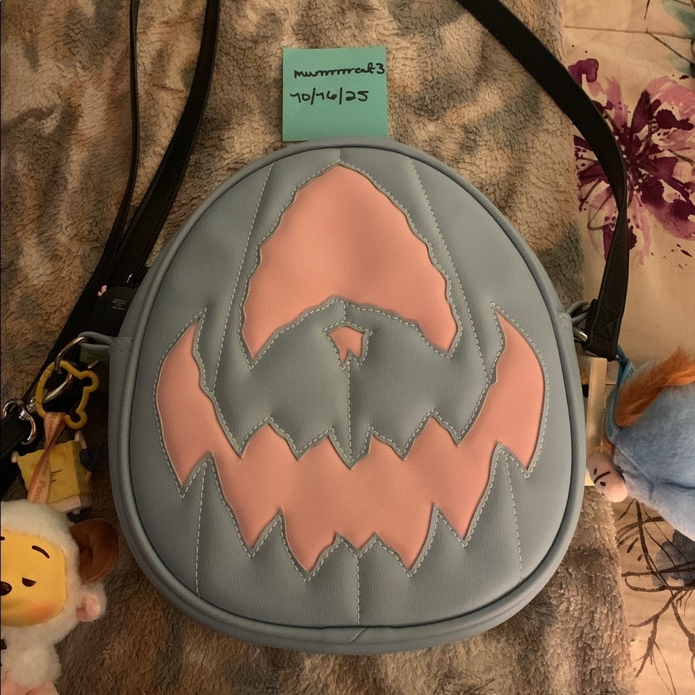 Love, Pain, and Stitches HANDMADE Pastel Blue and Pink Cyclops Crossbody Bag